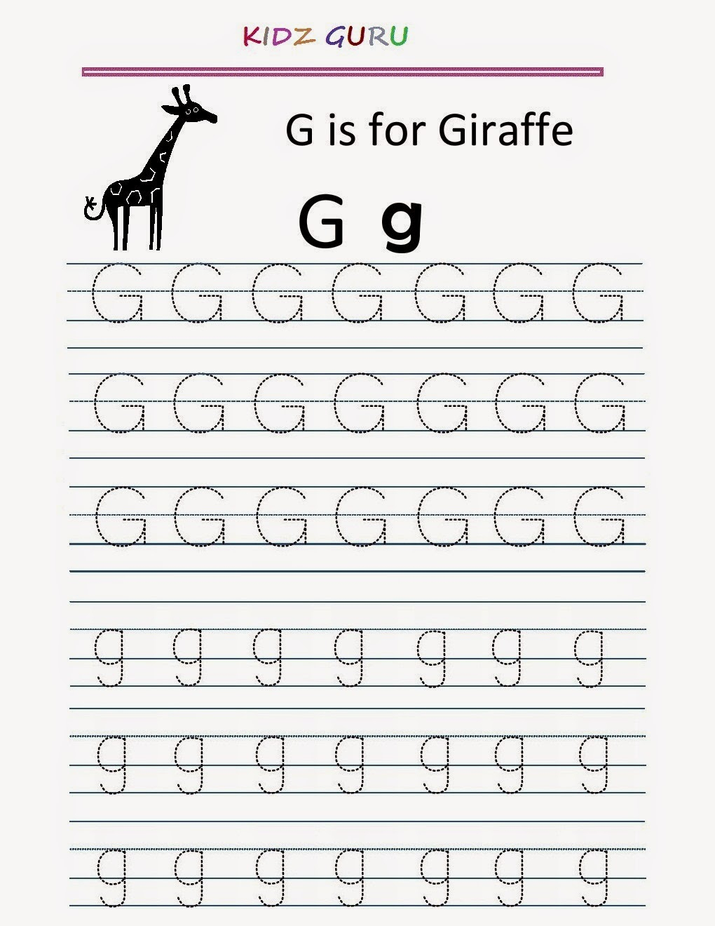 Kindergarten Worksheets: Printable Tracing Worksheet with regard to Alphabet G Tracing Worksheets