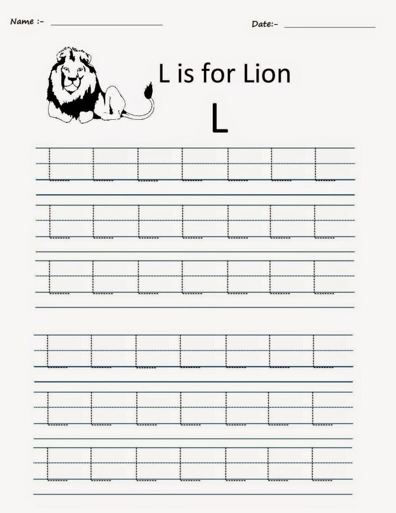 Kindergarten Worksheets: Printable Tracing Worksheets For L Letter Tracing