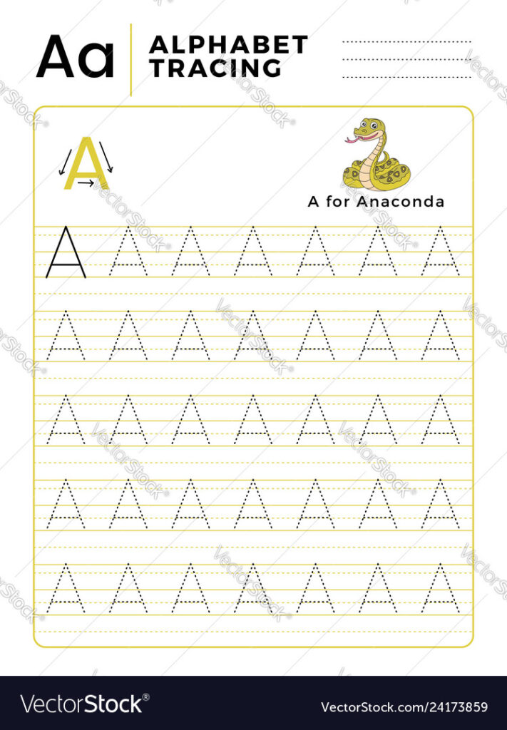 Letter A Alphabet Tracing Book With Example And With Regard To Letter Tracing Vector