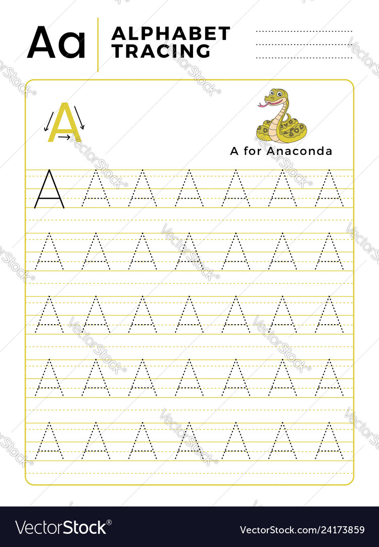 Letter A Alphabet Tracing Book With Example And with regard to Letter Tracing Vector