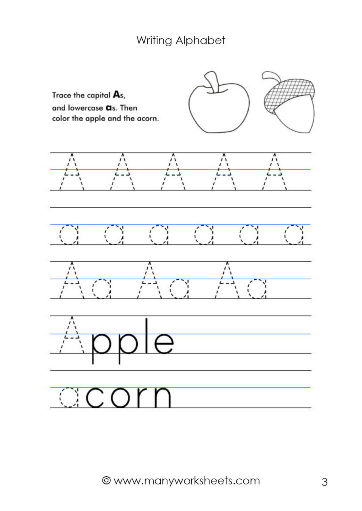 Letter A Worksheet – Tracing And Handwriting With Alphabet Tracing Uppercase And Lowercase