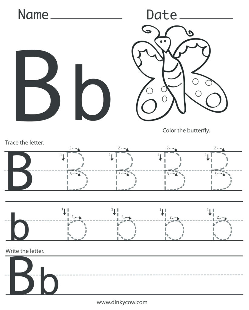 Letter B Tracing Worksheet Preschool   Clover Hatunisi Intended For B Letter Tracing