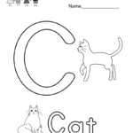 Letter C Coloring Worksheet With Cats. This Would Be A Fun With Letter C Worksheets Coloring
