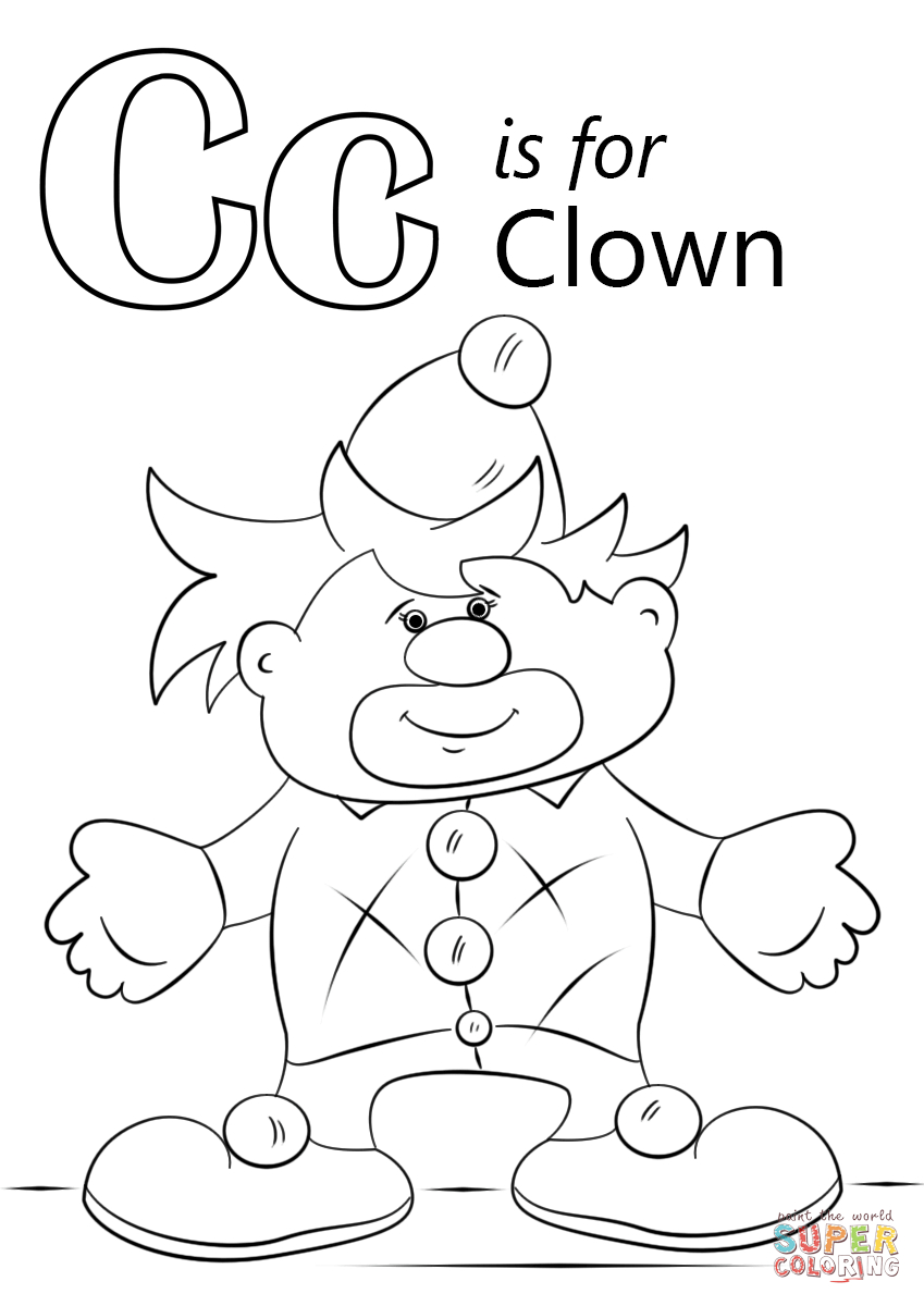 Letter C Is For Clown Coloring Page | Free Printable with regard to Letter C Worksheets Coloring