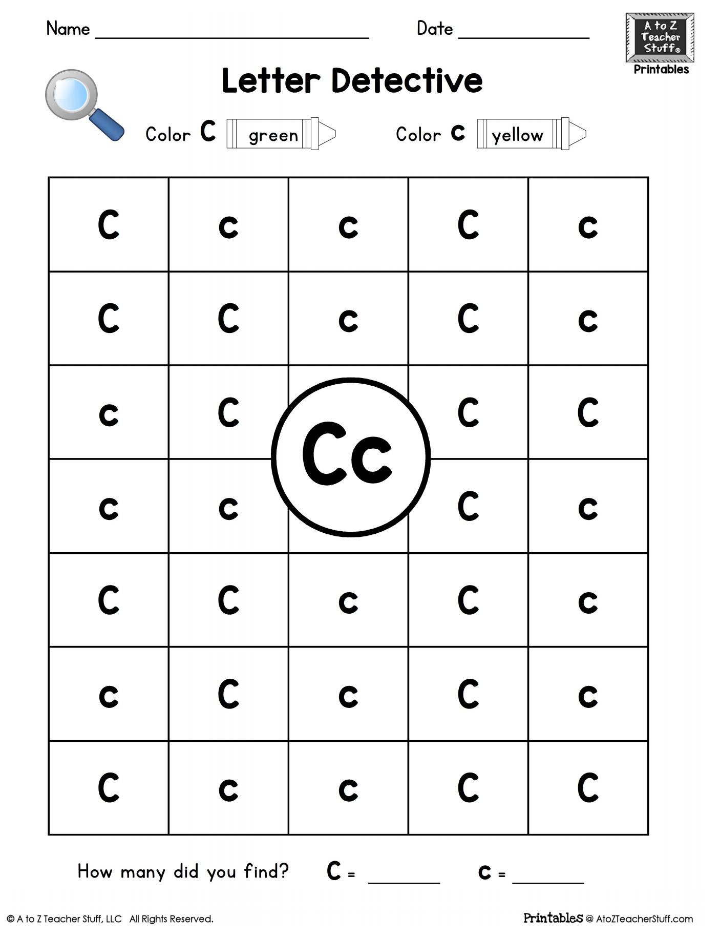 Letter C: Letter Detective Uppercase &amp;amp; Lowercase Visual throughout Letter C Worksheets For First Grade