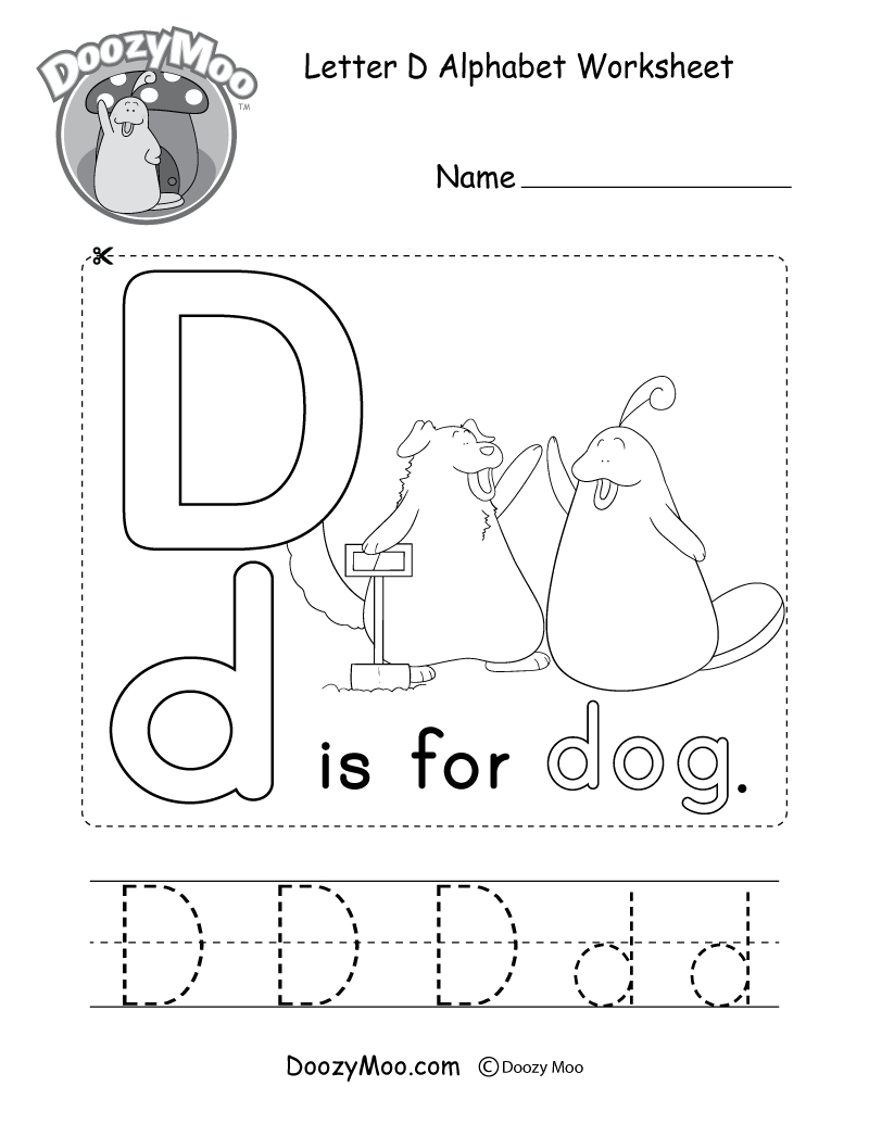 Letter D Alphabet Activity Worksheet - Doozy Moo regarding Letter D Worksheets For Kindergarten