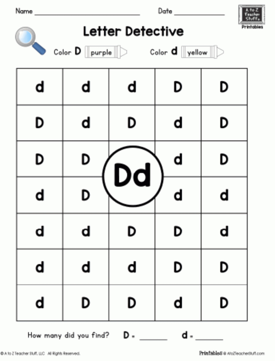 Letter D: Letter Detective Uppercase &amp;amp; Lowercase Visual throughout Letter D Worksheets For Kindergarten Pdf