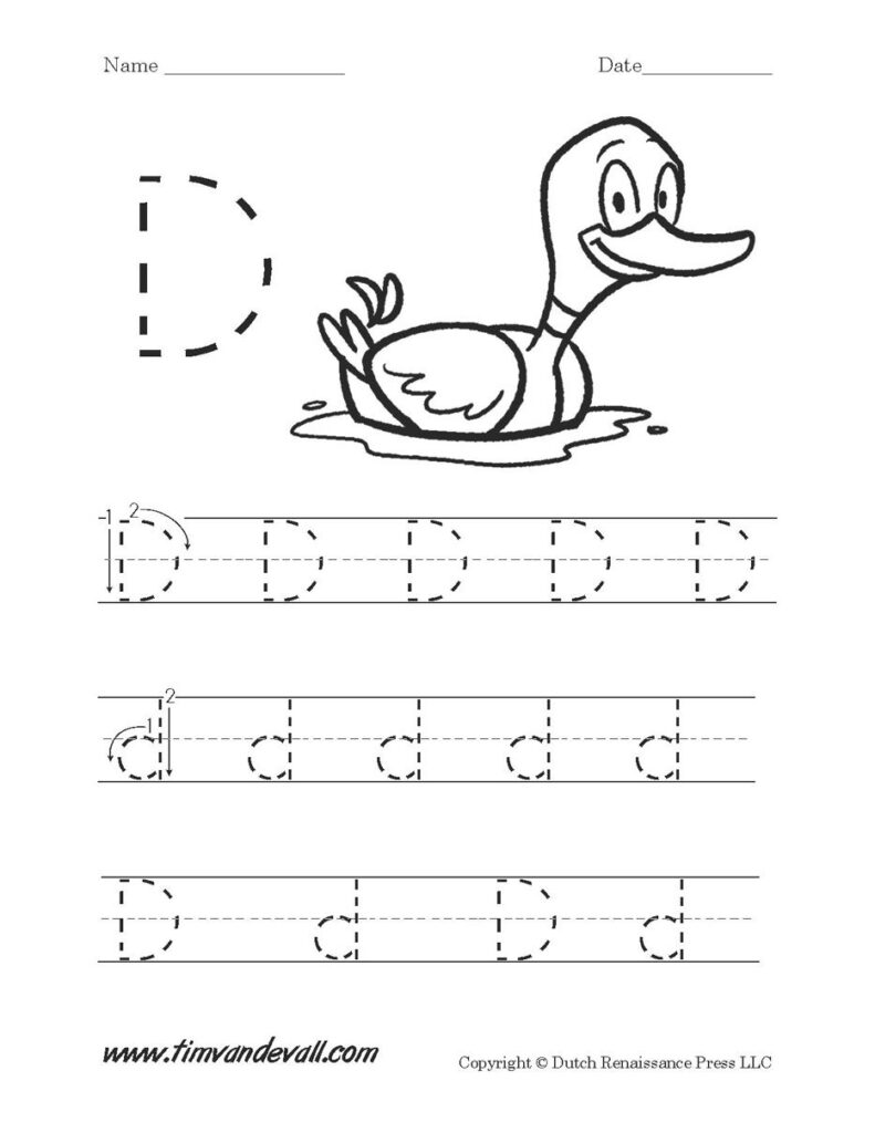 Letter D Worksheet | Letter D Worksheet, Preschool Alphabet Regarding Alphabet D Tracing Sheet
