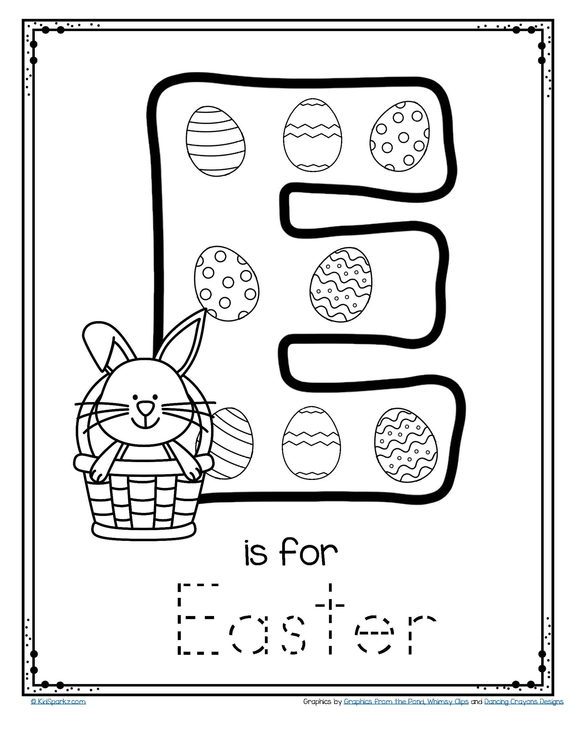 Letter E Is For Easter Trace And Color Printable Free throughout Letter E Worksheets For Pre K