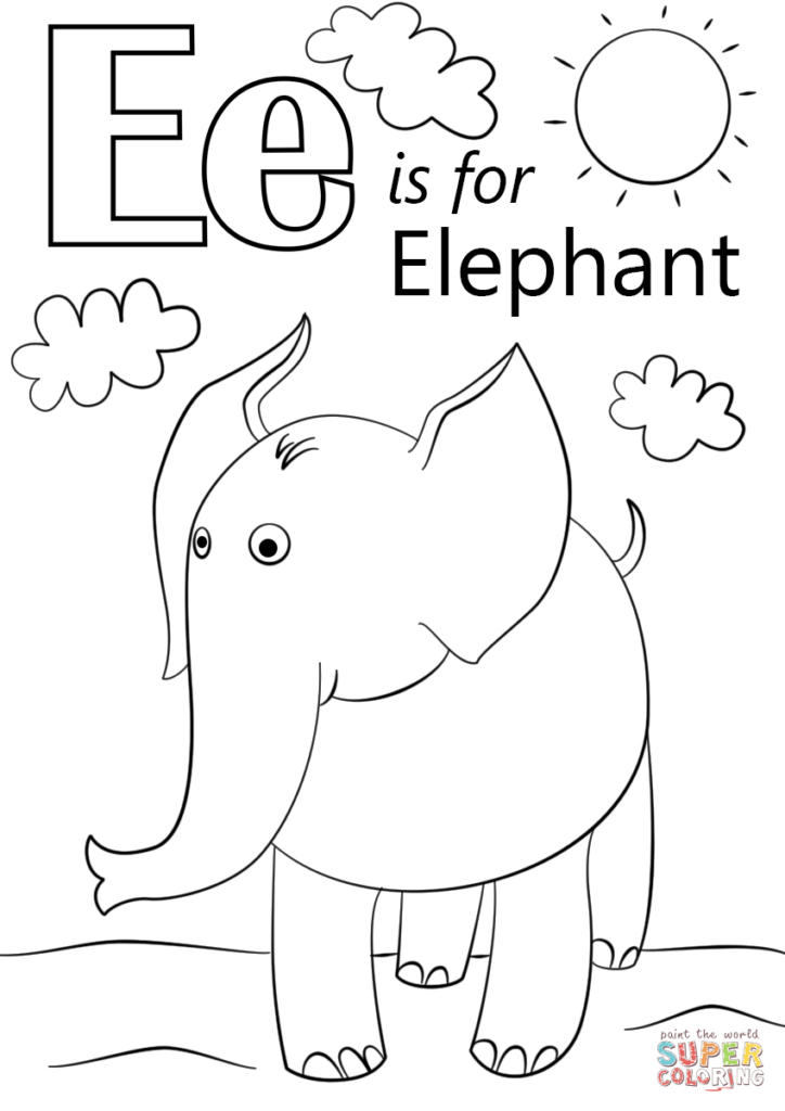 Letter E Is For Elephant Coloring Page | Free Printable Inside Letter E Worksheets Coloring
