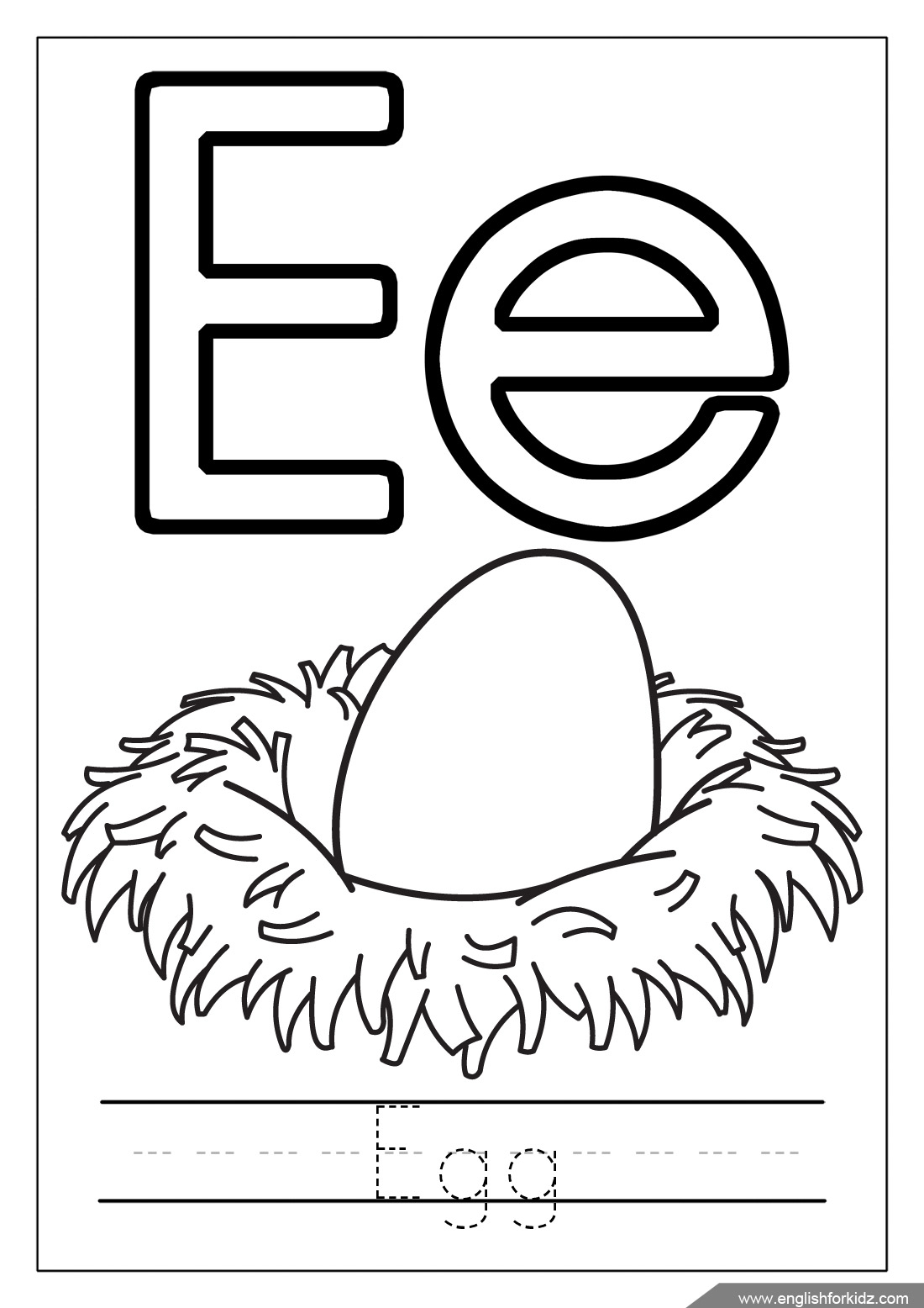 Letter E Worksheets, Flash Cards, Coloring Pages for Letter E Worksheets Coloring