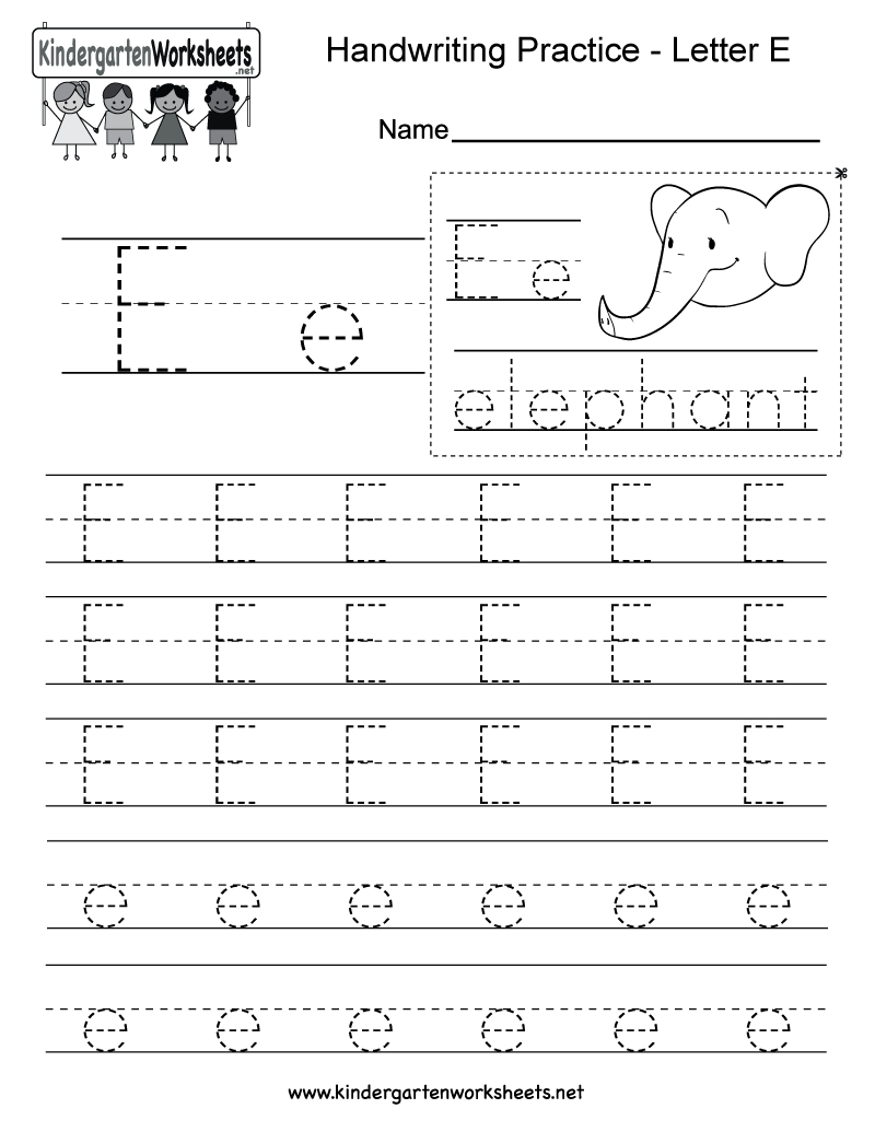 Letter E Writing Practice Worksheet - Free Kindergarten intended for Letter E Worksheets Tracing