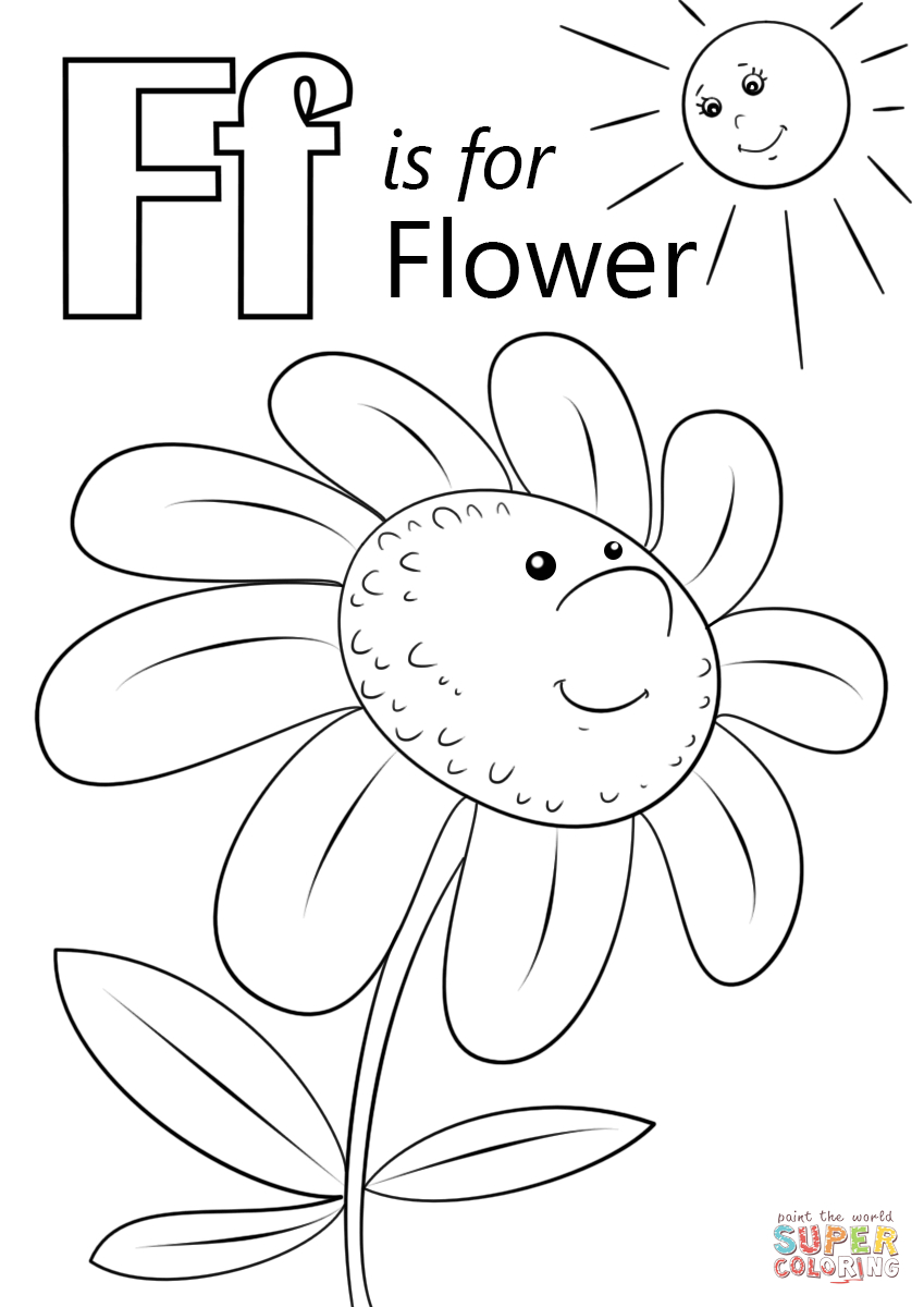 Letter F Is For Flower Coloring Page | Free Printable intended for Letter F Worksheets Coloring