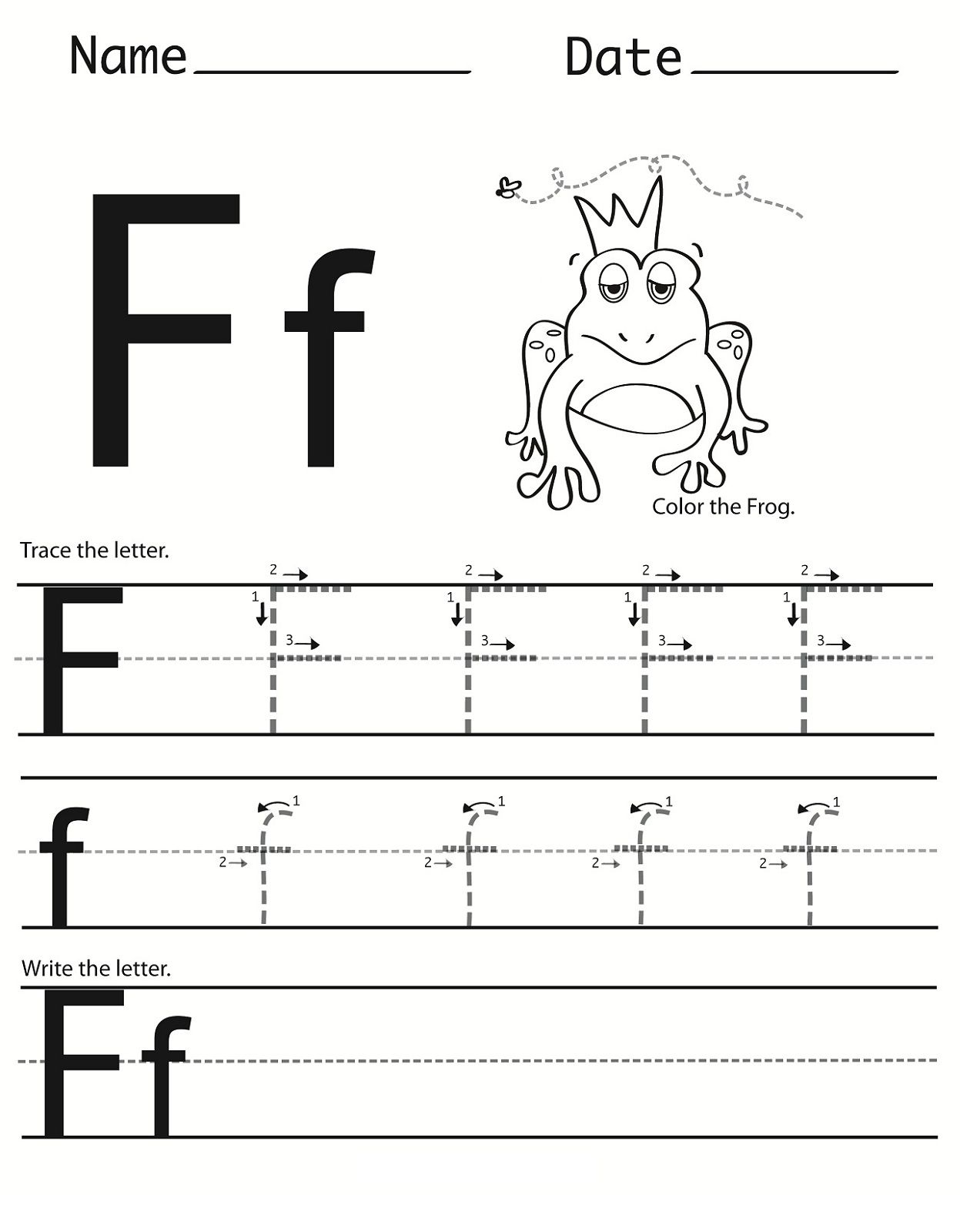 Letter F Worksheet For Preschool And Kindergarten for Letter F Tracing Worksheets