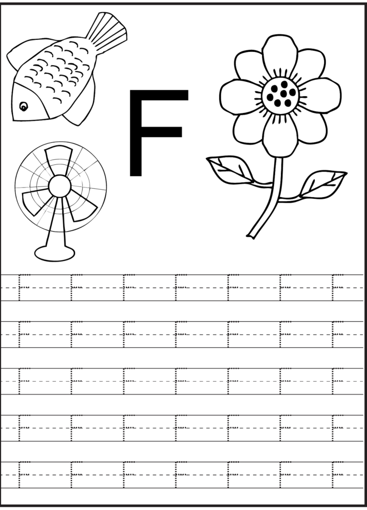 Letter F Worksheets For Preschool Kindergarten Prin Koogra With Letter F Tracing Worksheets Preschool
