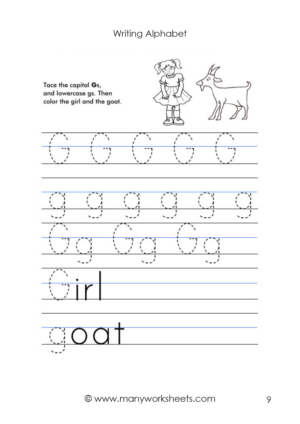 Letter G Worksheet – Tracing And Handwriting with Upper And Lowercase Alphabet Tracing