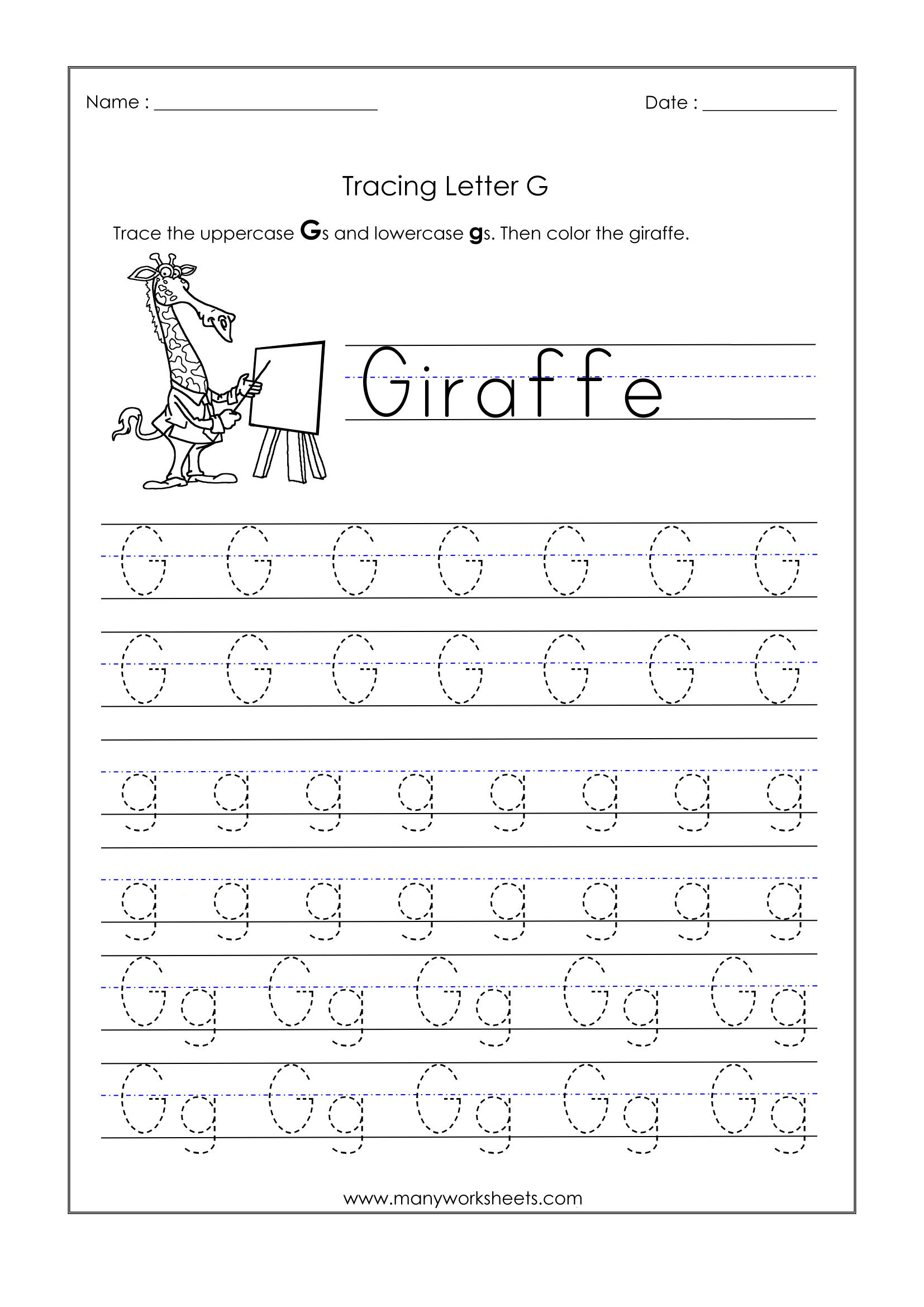 Letter G Worksheets For Kindergarten – Trace Dotted Letters within Alphabet G Tracing Worksheets