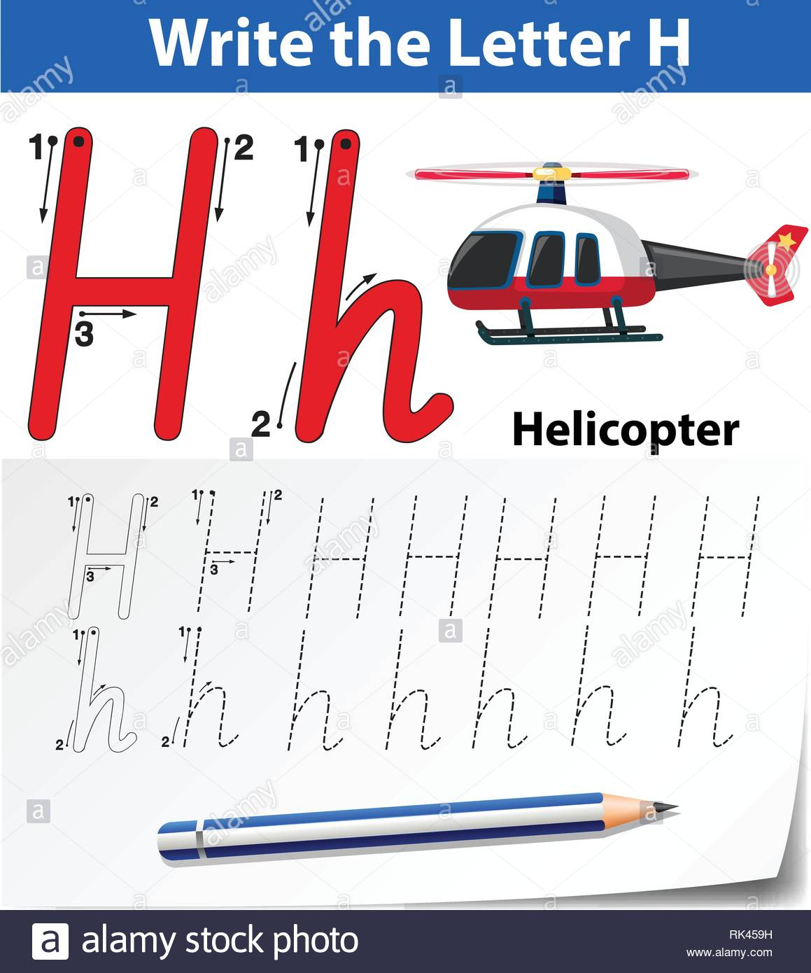 Letter H Tracing Alphabet Worksheets Illustration Stock with Letter Tracing Vector