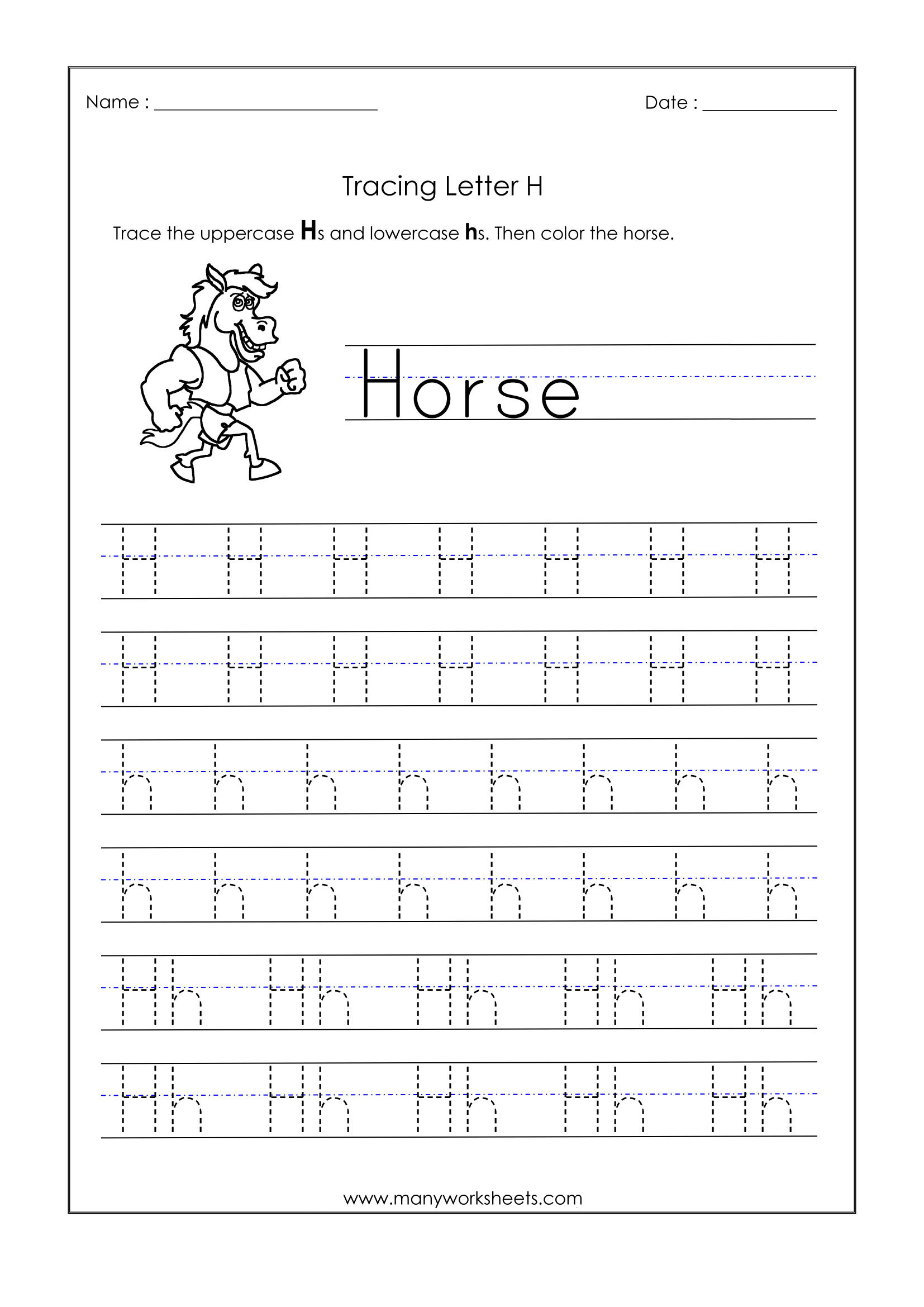 Letter Tracing H | AlphabetWorksheetsFree.com