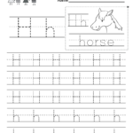 Letter H Writing Practice Worksheet   Free Kindergarten Regarding Letter H Tracing Activity