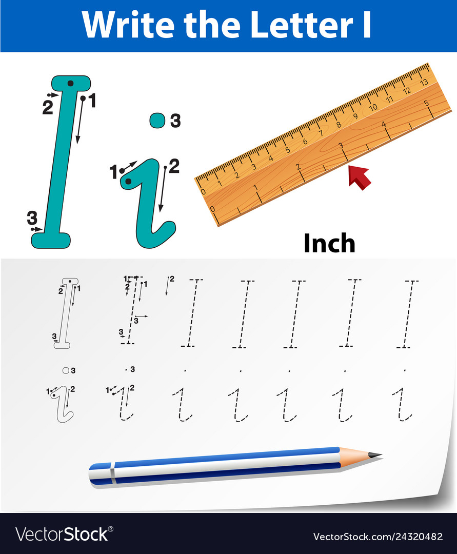Letter I Tracing Alphabet Worksheets with Letter Tracing Ruler