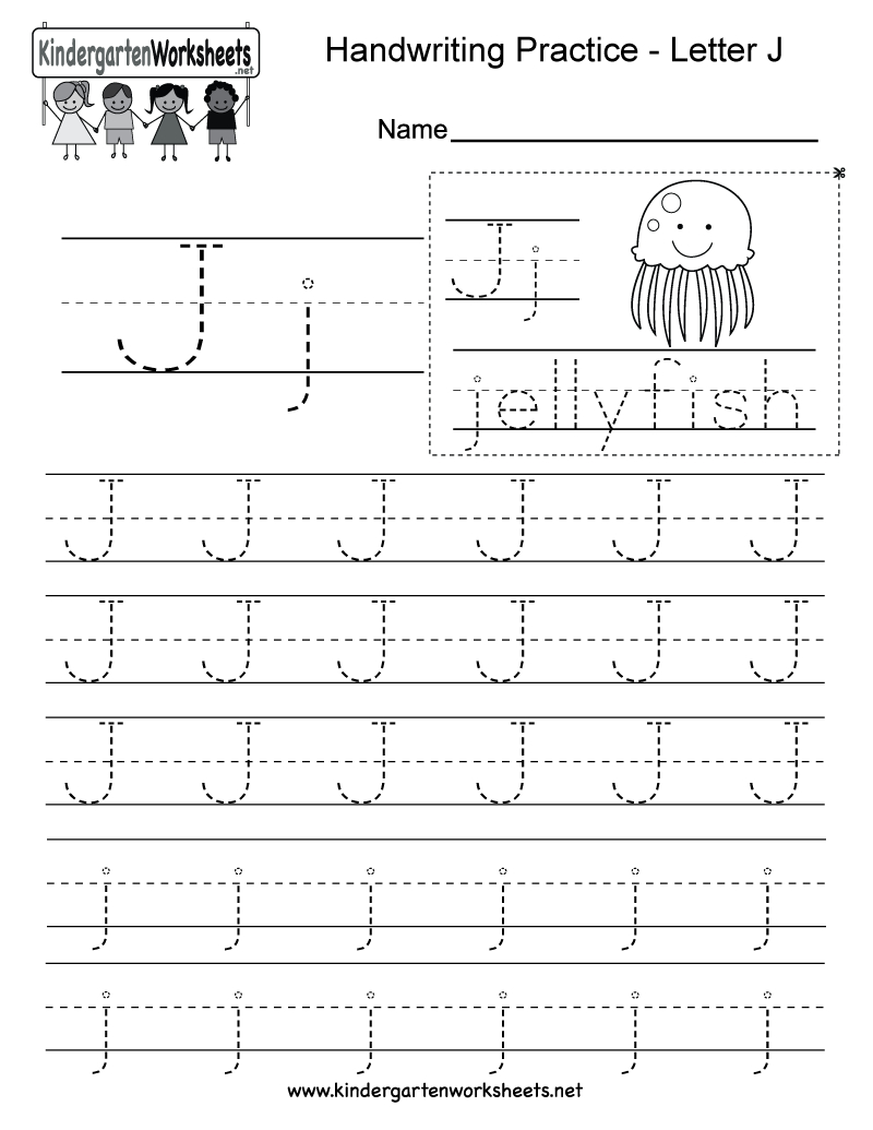 Letter J Writing Practice Worksheet - Free Kindergarten with regard to J Letter Tracing