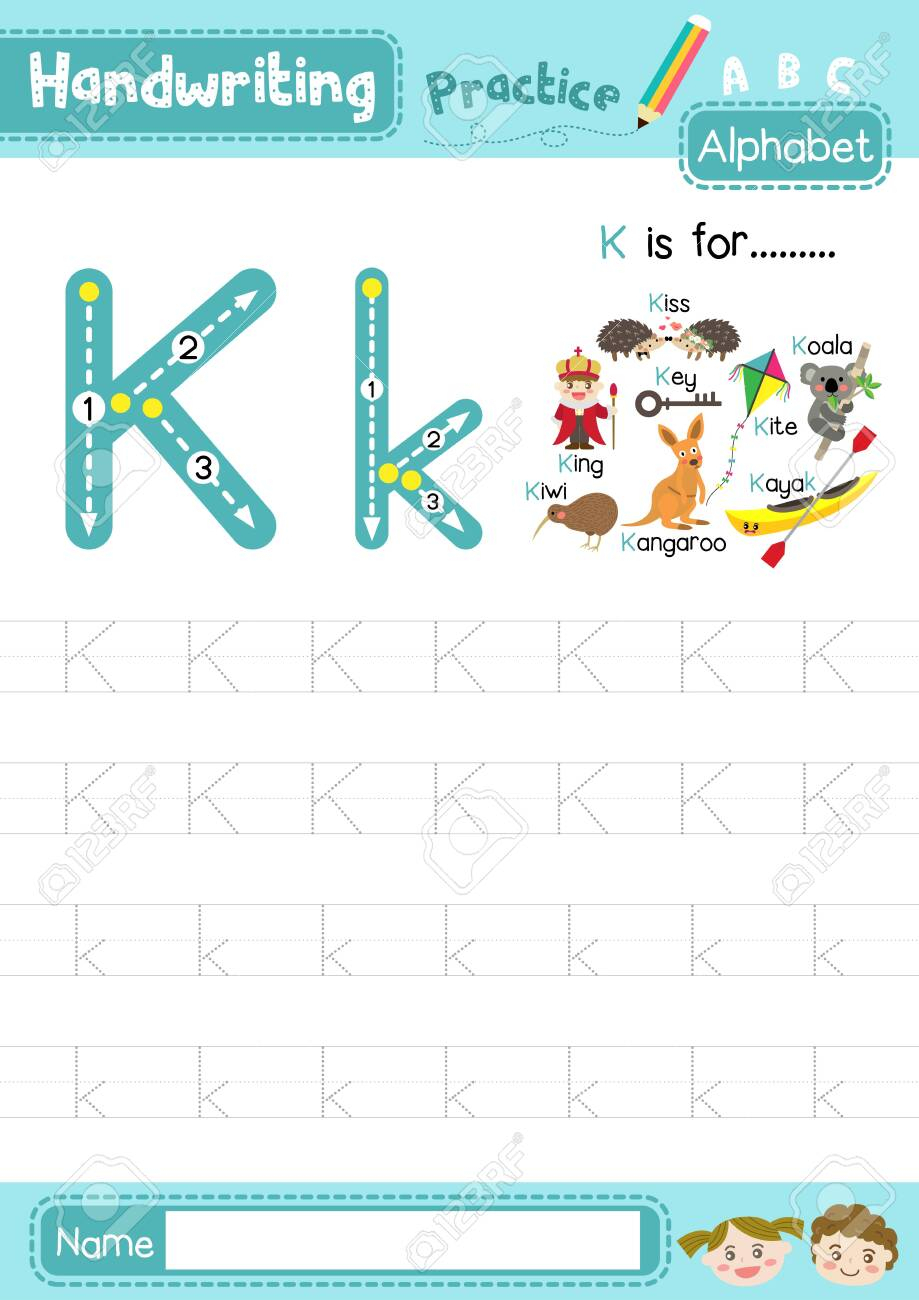 Letter K Uppercase And Lowercase Cute Children Colorful Abc Alphabet.. pertaining to Alphabet Tracing Uppercase And Lowercase