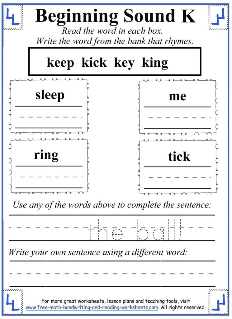 Letter K Worksheets & Activities With Regard To Letter K Worksheets 1St Grade