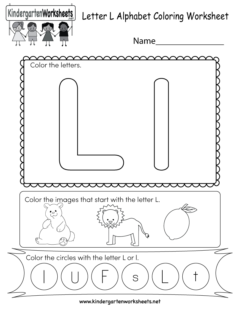 Letter L Coloring Worksheet - Free Kindergarten English inside Letter L Worksheets For Kindergarten Pdf