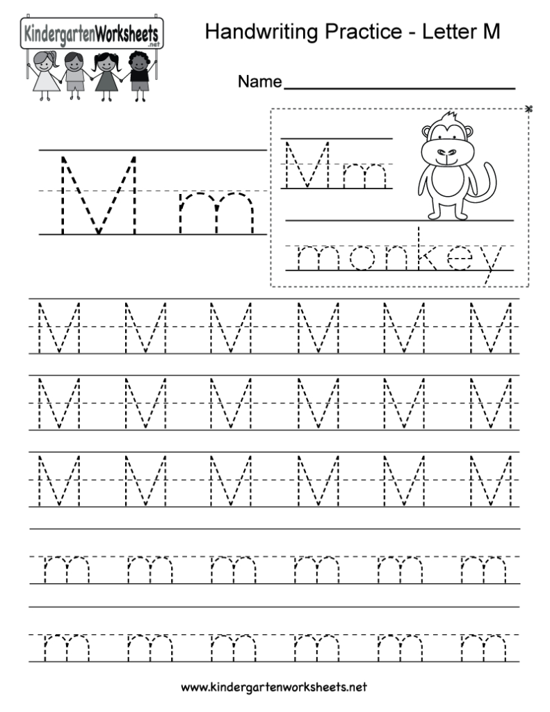 Letter M Writing Practice Worksheet   Free Kindergarten Inside Letter M Worksheets Free Printables