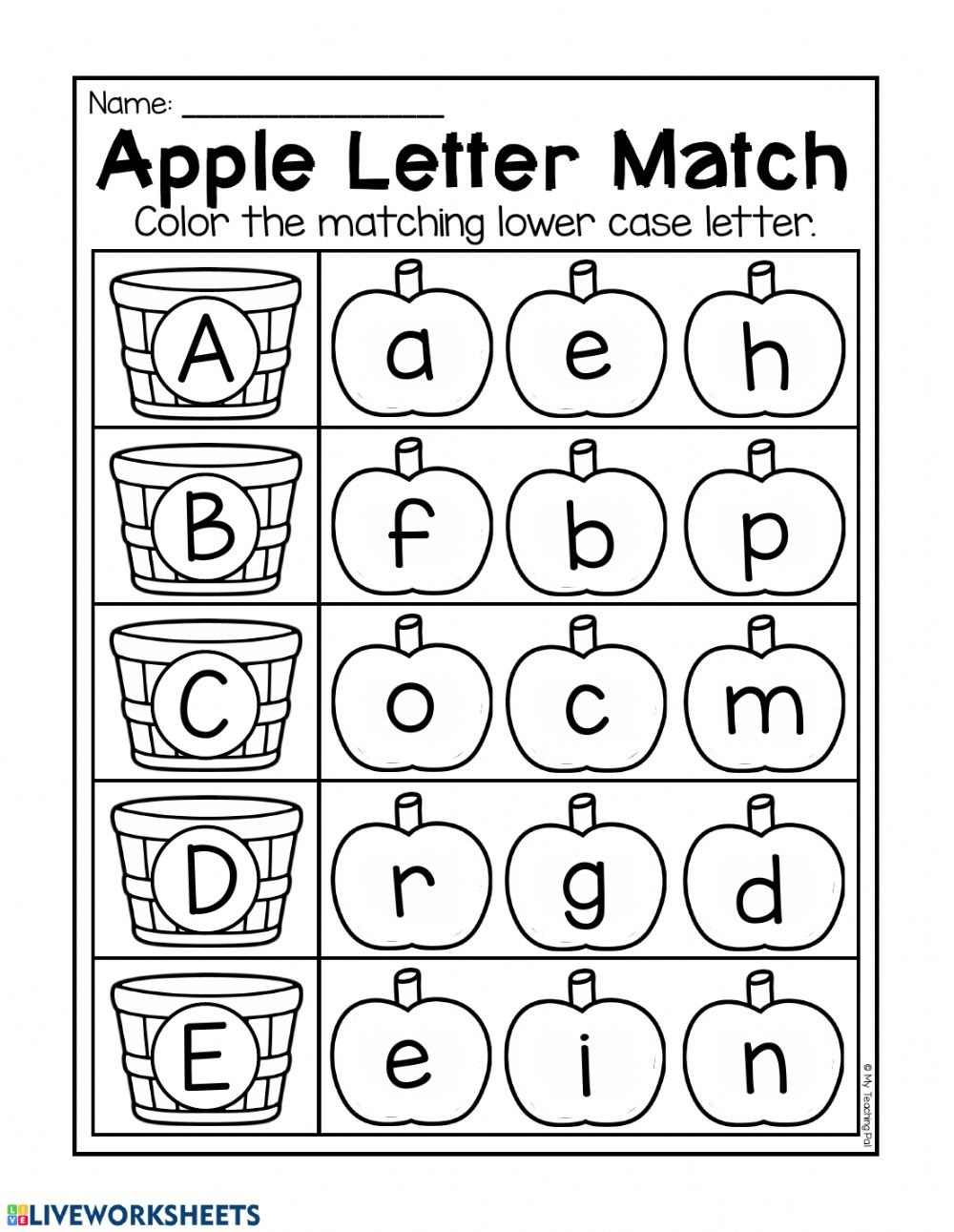 Letter Match - Interactive Worksheet regarding Letter Id Worksheets