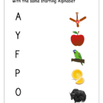 Letter Matching Worksheet   Match Object With The Starting Intended For Alphabet Matching Worksheets For Kindergarten