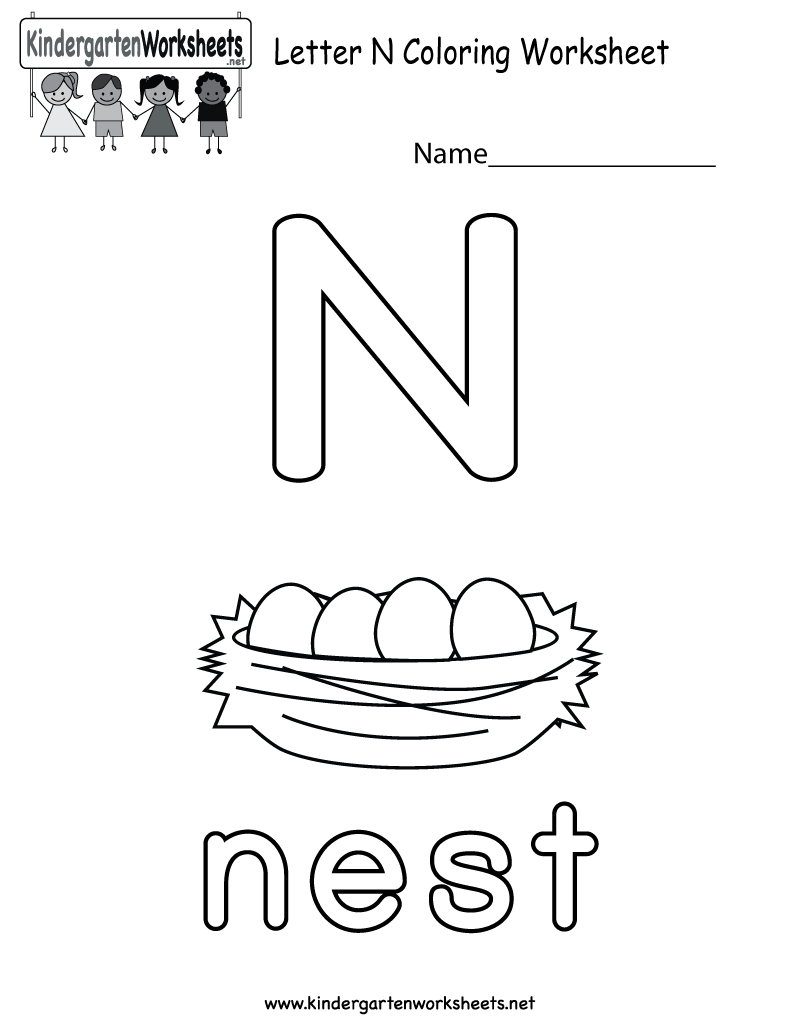 Letter N Coloring Worksheet For Preschoolers Or for Letter N Worksheets For Preschool