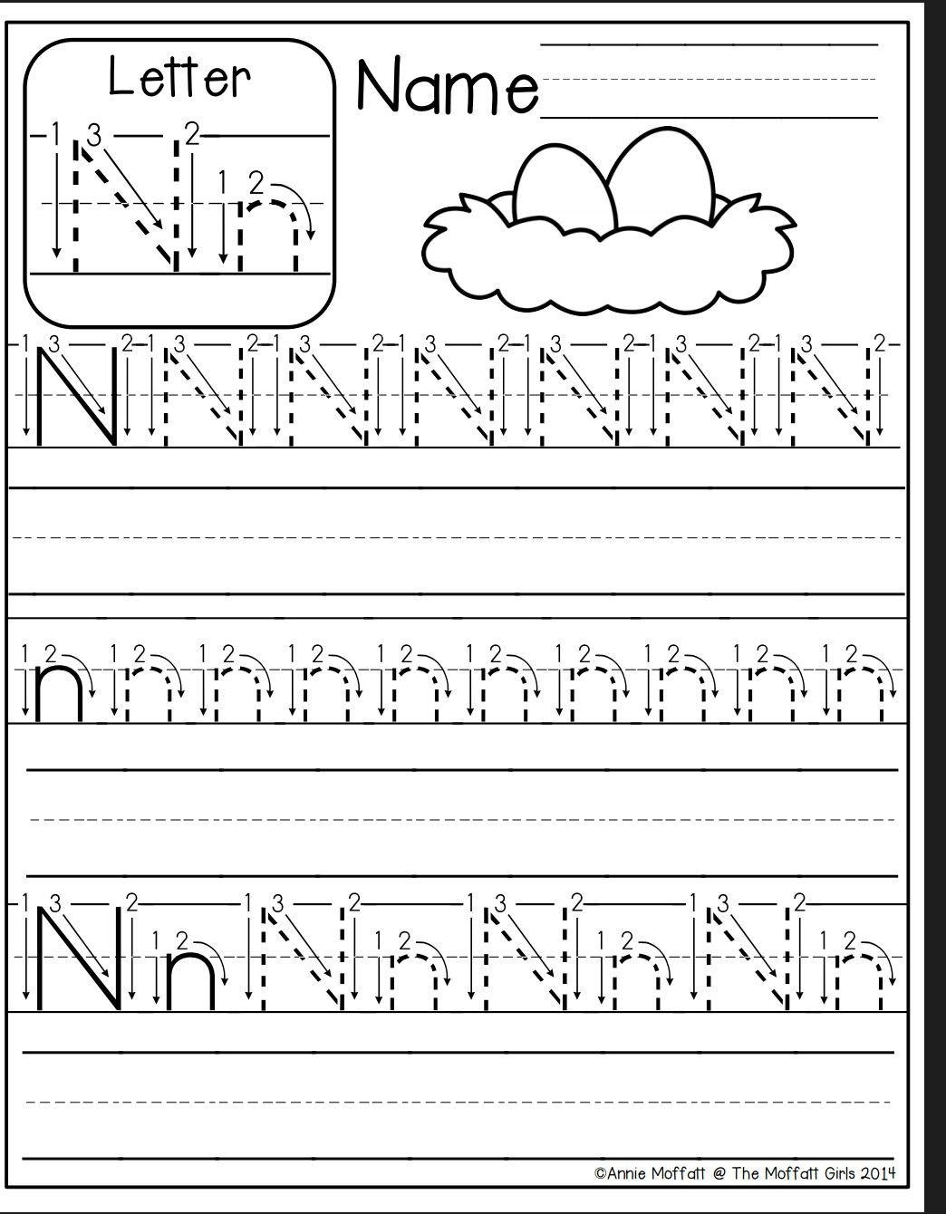 Letter N Worksheet | Letter N Worksheet in Alphabet N Tracing