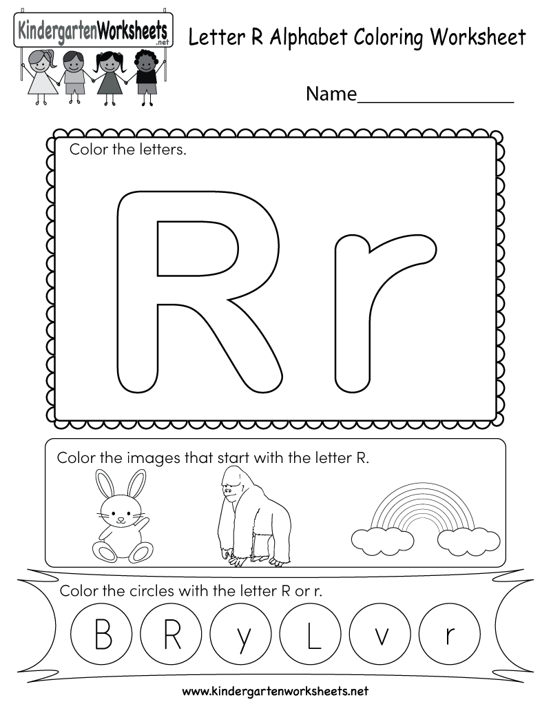 Letter R Coloring Worksheet - Free Kindergarten English in Letter R Worksheets For Kindergarten Pdf