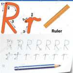 Letter R Tracing Alphabet Worksheets Illustration Stock Regarding Letter Tracing Ruler