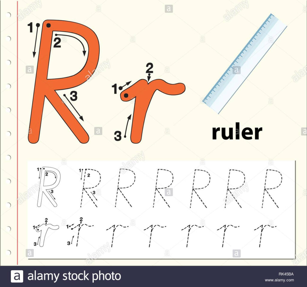Letter R Tracing Alphabet Worksheets Illustration Stock With Regard To Letter Tracing Ruler