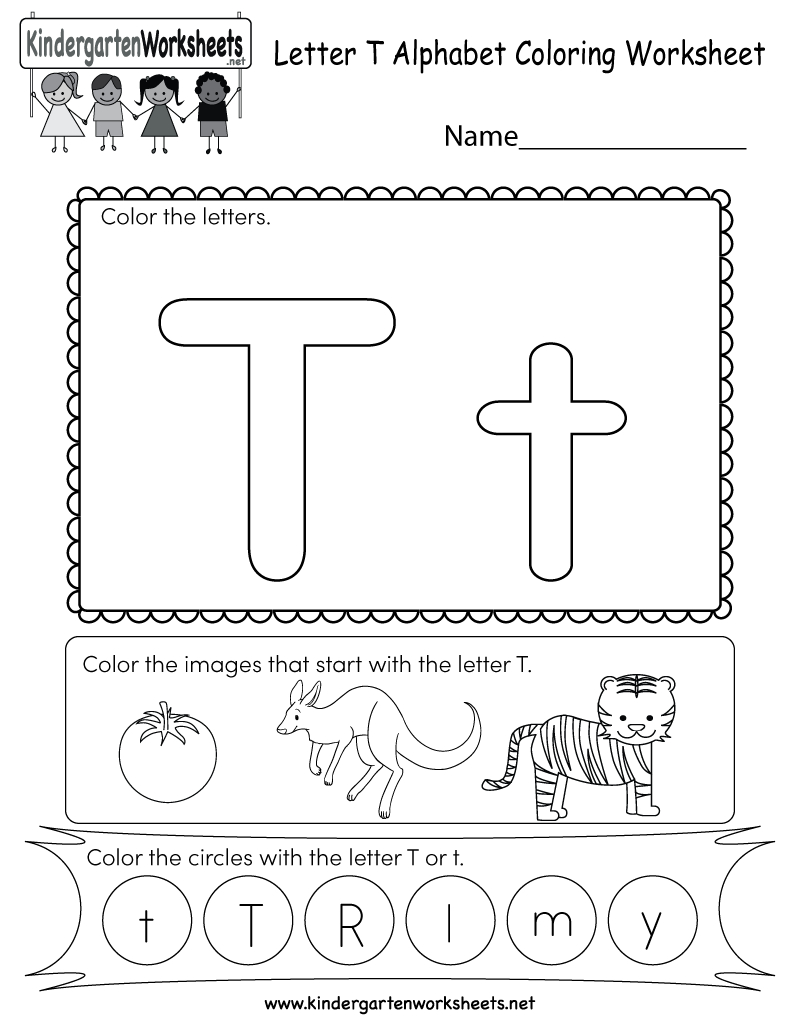 Letter T Coloring Worksheet - Free Kindergarten English intended for T Letter Worksheets Kindergarten