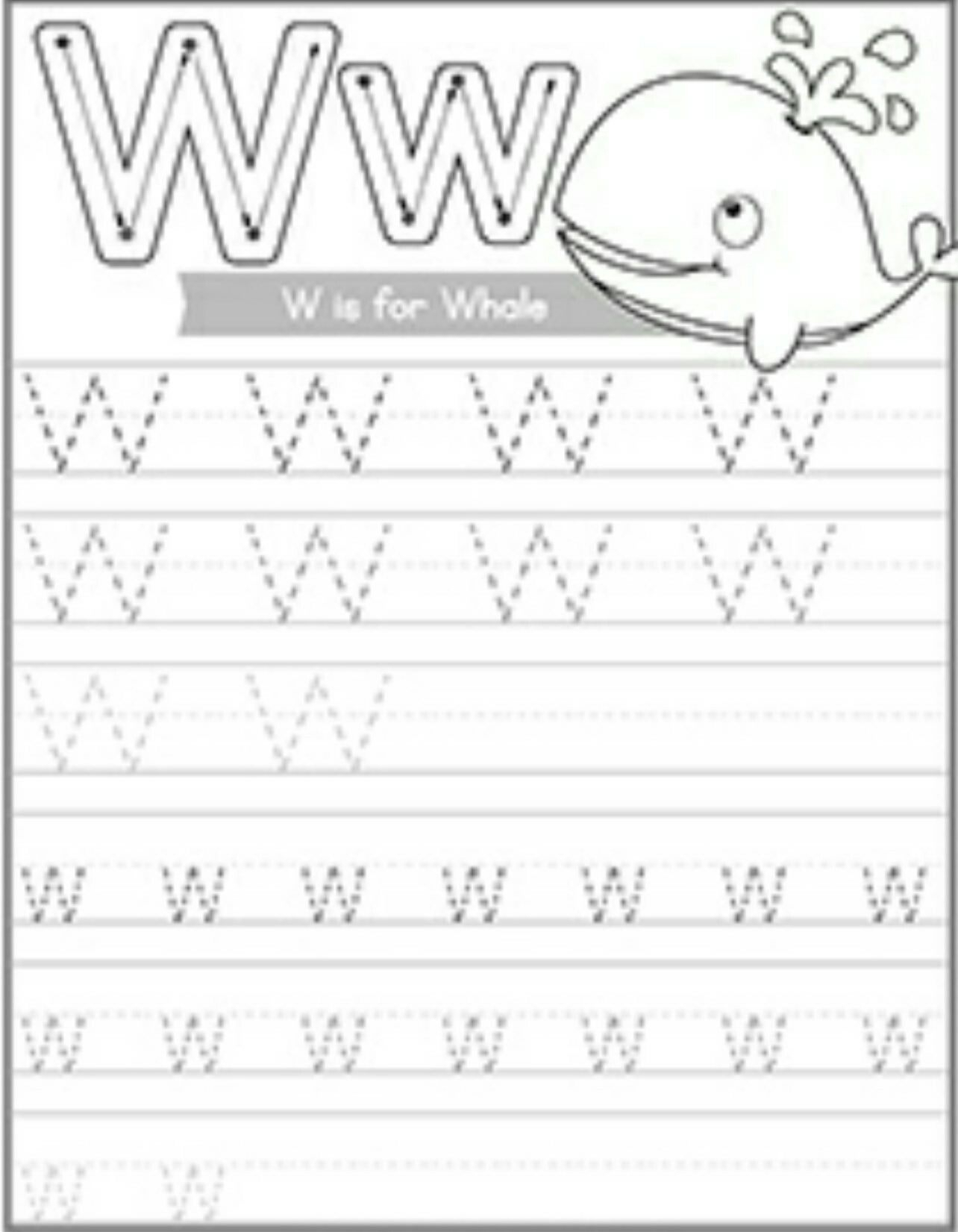 letter w tracing sheet alphabetworksheetsfreecom