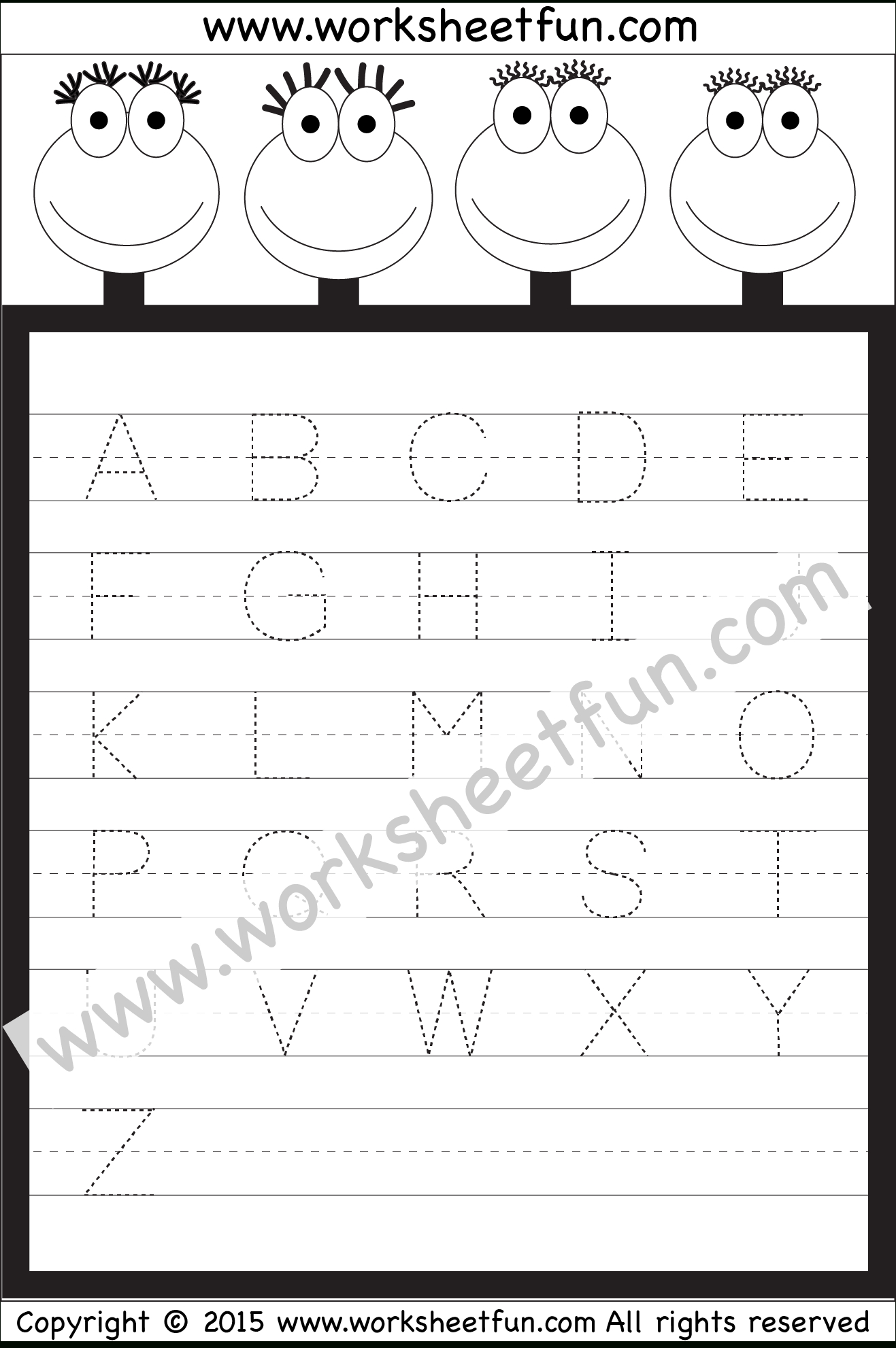 Letter Tracing Worksheet – Capital Letters / Free Printable for Alphabet Worksheets For Kindergarten A To Z Pdf
