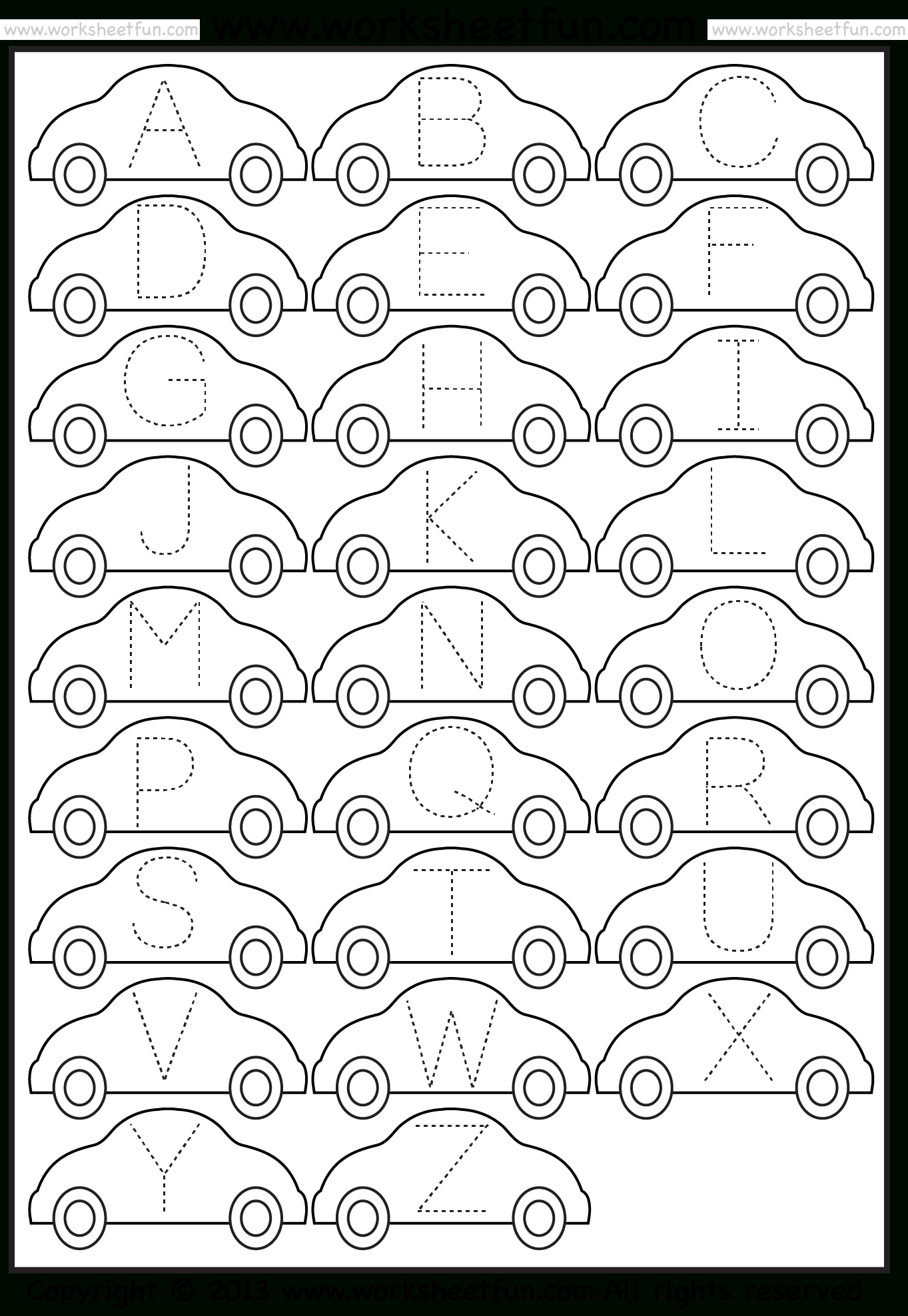 Letter Tracing Worksheet – Car / Free Printable Worksheets regarding Alphabet Tracing For Grade 1