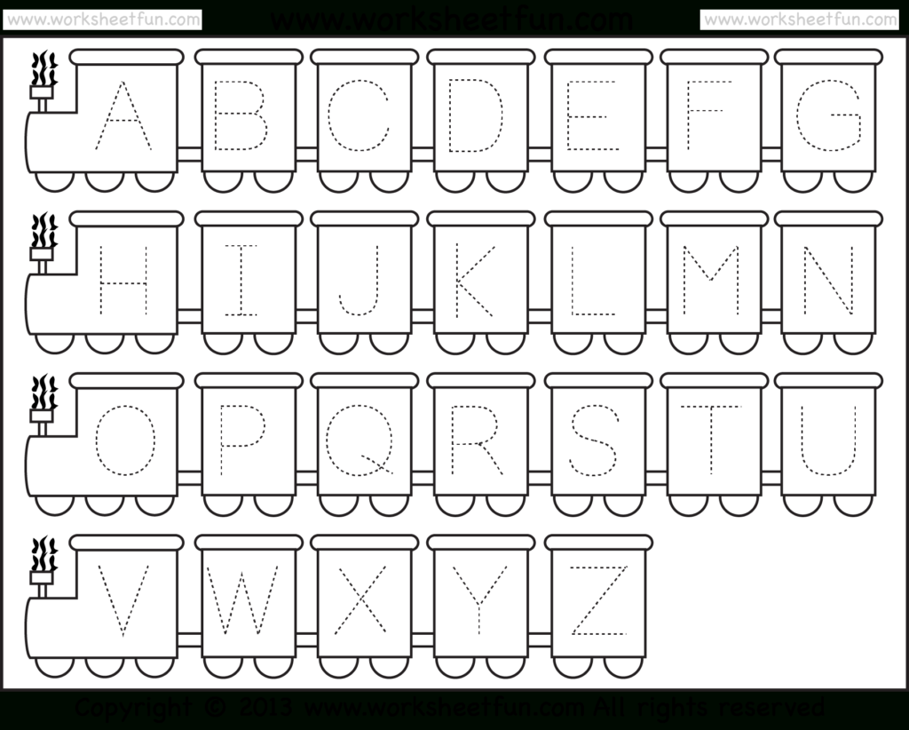 Letter Tracing Worksheet – Train Theme / Free Printable Throughout Alphabet Tracing Printables Pdf