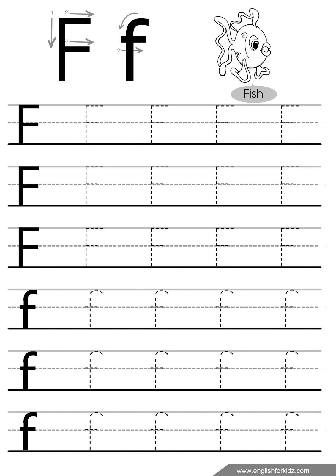 Letter Tracing Worksheets (Letters A - J) regarding Letter F Tracing Page
