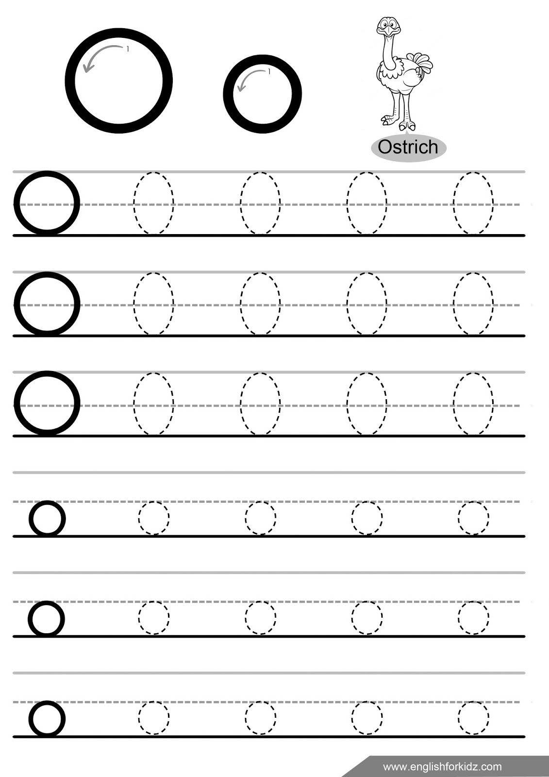 Letter Tracing Worksheets (Letters K - T) pertaining to Letter O Tracing Sheet