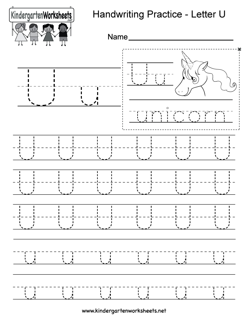 Letter U Handwriting Worksheet For Kindergarteners. This within Letter U Tracing Page