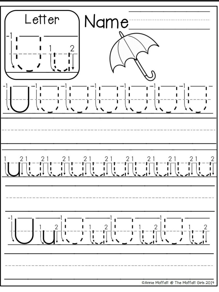 Letter U Worksheet | Preschool Writing, Alphabet Preschool In Letter U Tracing Worksheet Free
