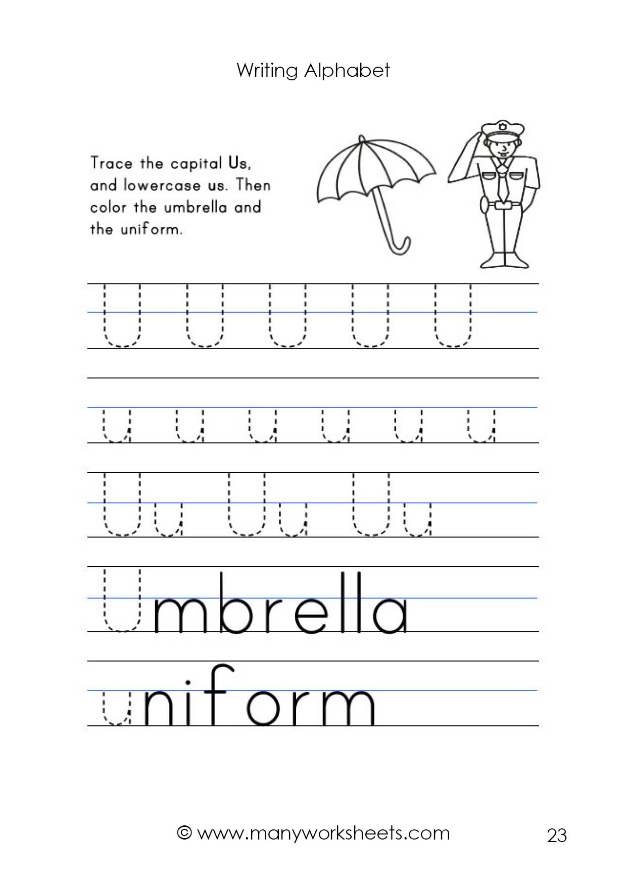 Letter U Worksheet – Tracing And Handwriting with regard to Tracing Alphabet U