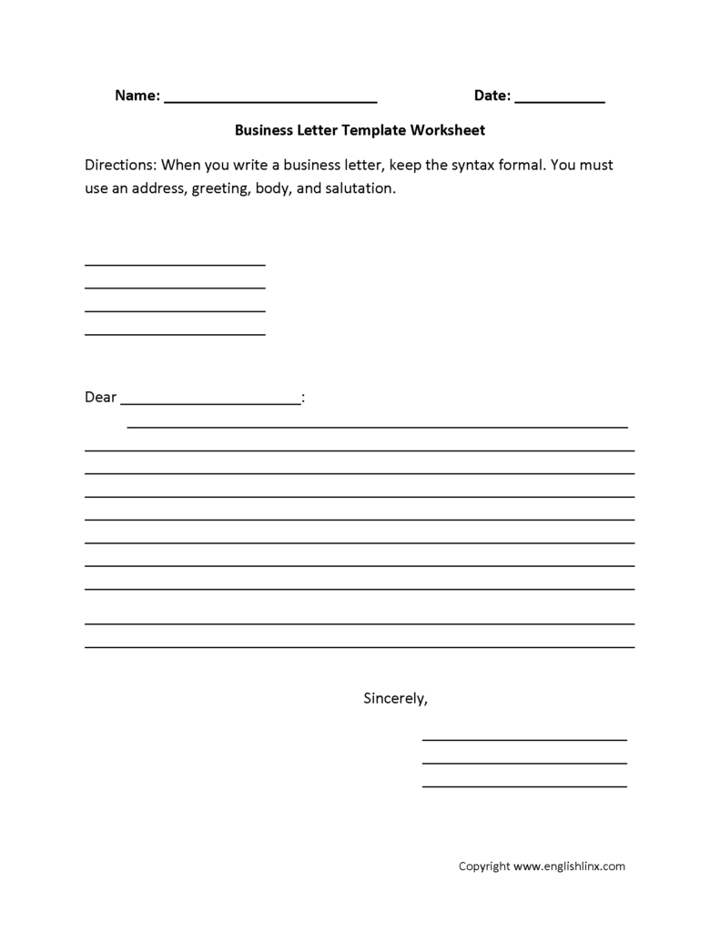 Letter Writing Worksheets | Business Letter Writing Worksheets Inside Letter Writing Worksheets For Grade 5