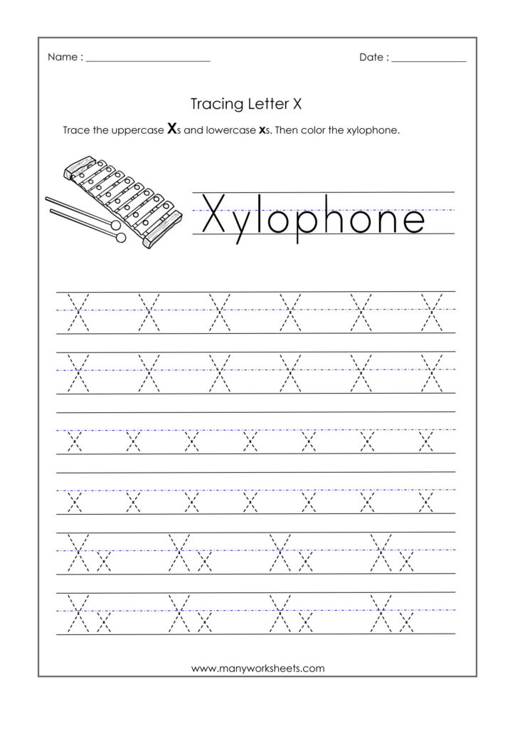 Letter X Worksheets For Kindergarten – Trace Dotted Letters For Tracing Alphabet X