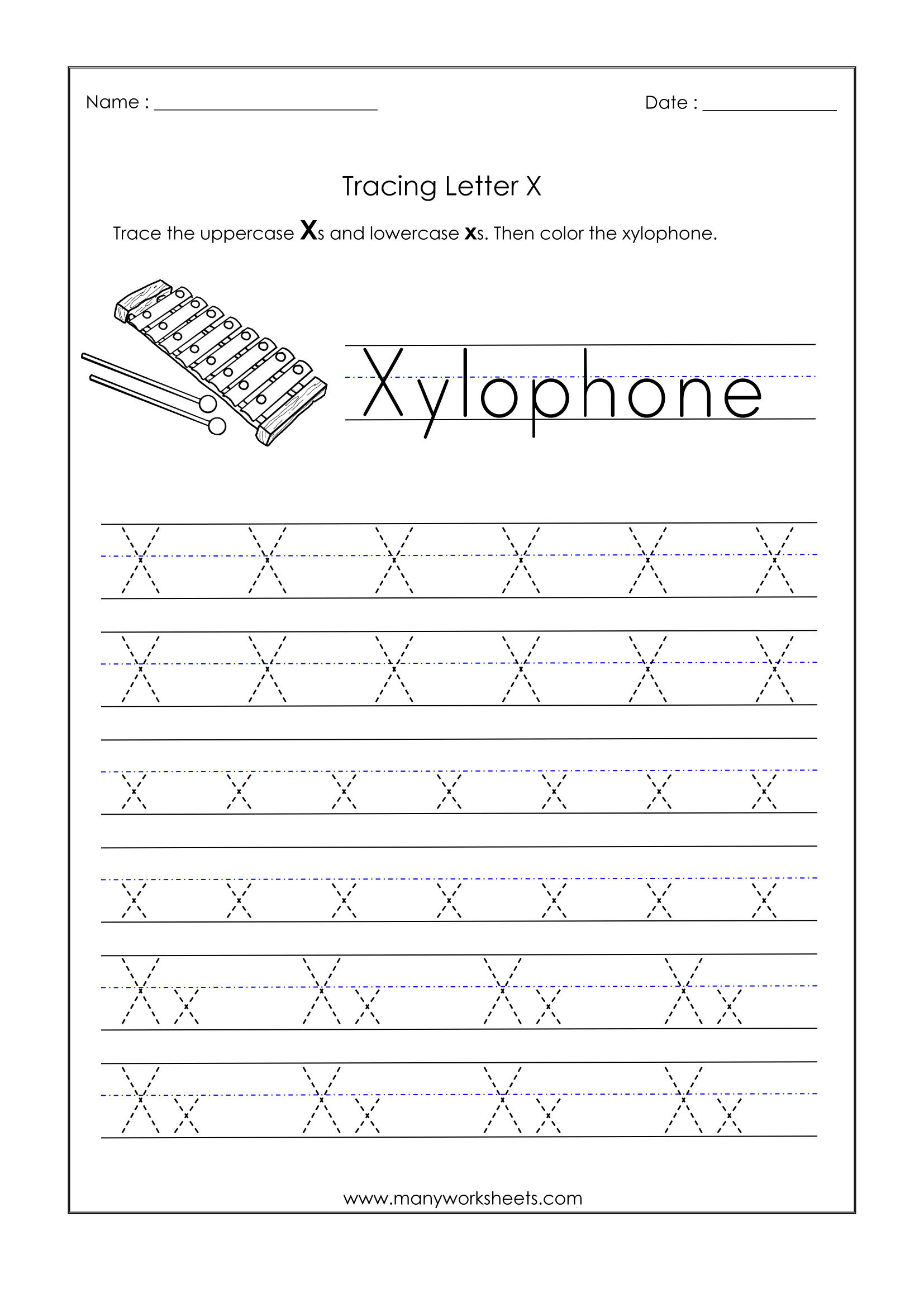 Letter X Worksheets For Kindergarten – Trace Dotted Letters intended for Letter X Worksheets Pdf